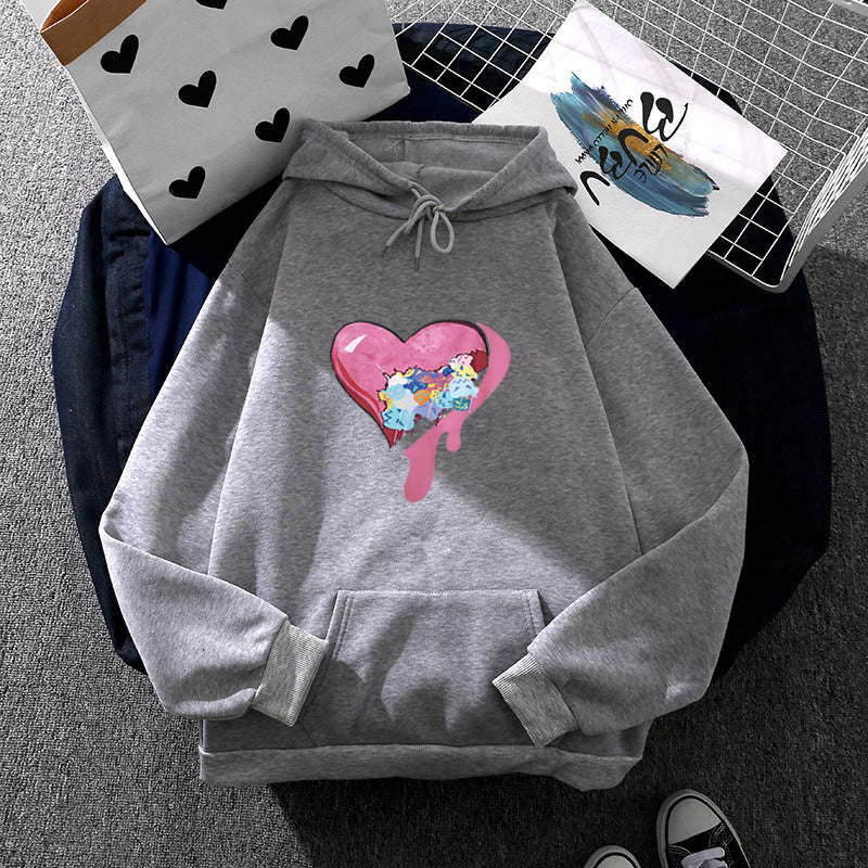 Damen Kapuzenpullover mit künstlerischem Aquarell‑Federmotiv, Oversize‑Schnitt und Kängurutasche – Auréline