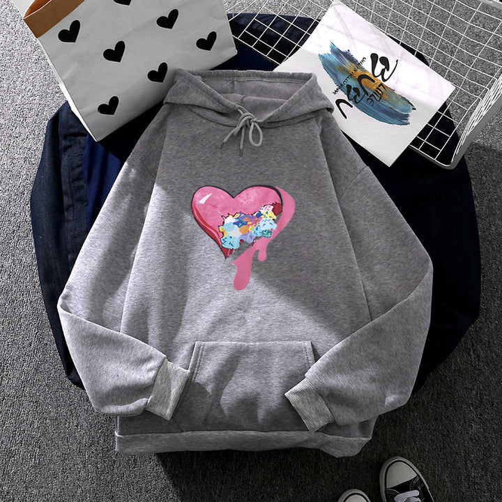 Damen Kapuzenpullover mit künstlerischem Aquarell‑Federmotiv, Oversize‑Schnitt und Kängurutasche – Auréline