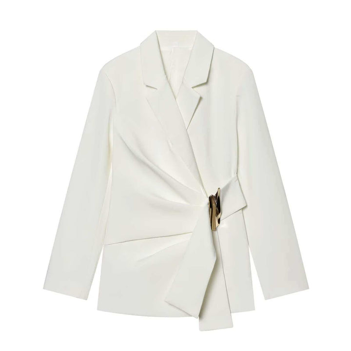 Damen nan elegante High‑Waist Weitbein-Anzughose mit flachem Bund und verdeckter Naht Echo Archiv