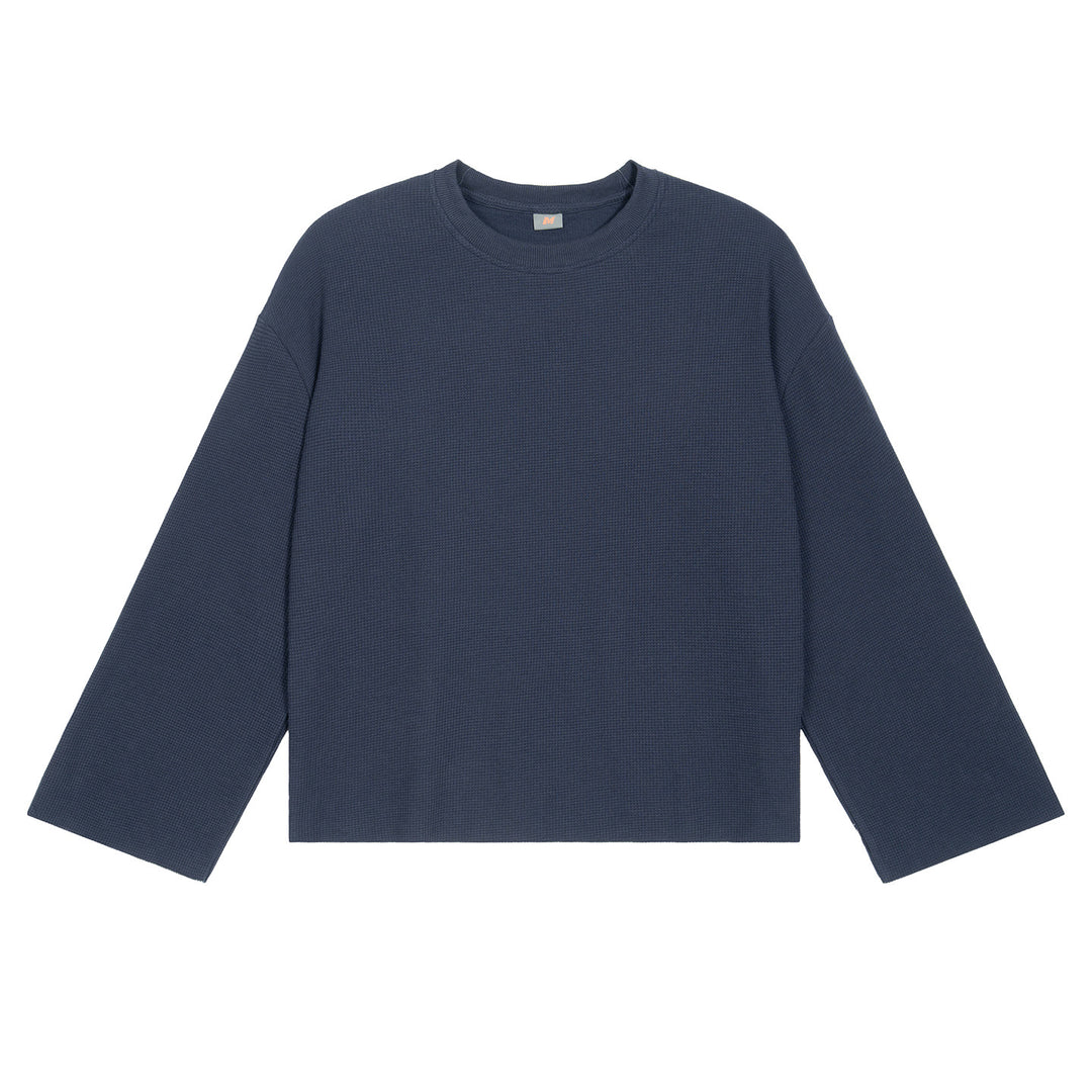 Herren Boxy Waffelstrick-Pullover mit Oversize-Schnitt und Rundhalsausschnitt Echo Archiv