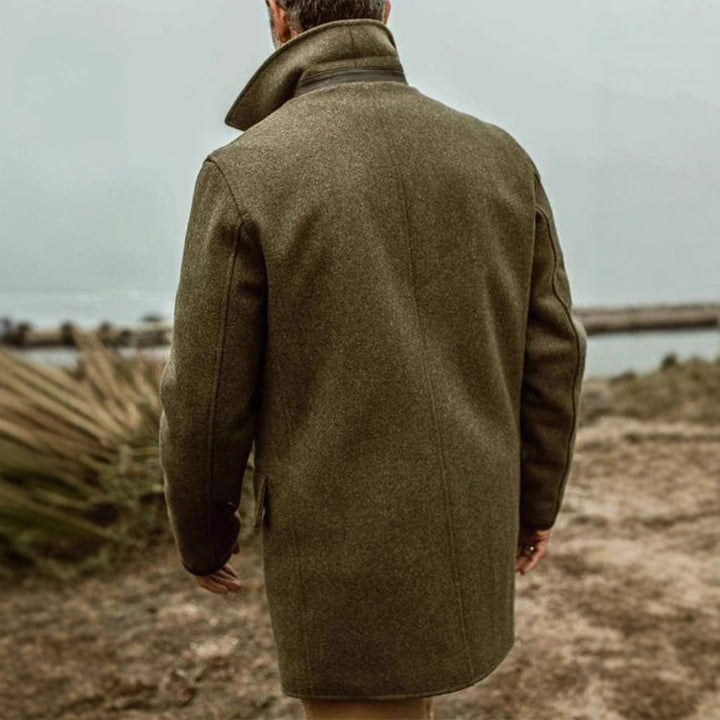 Herren Doppelreihiger Wollmantel im Peacoat-Stil mit breitem Revers – Montevé
