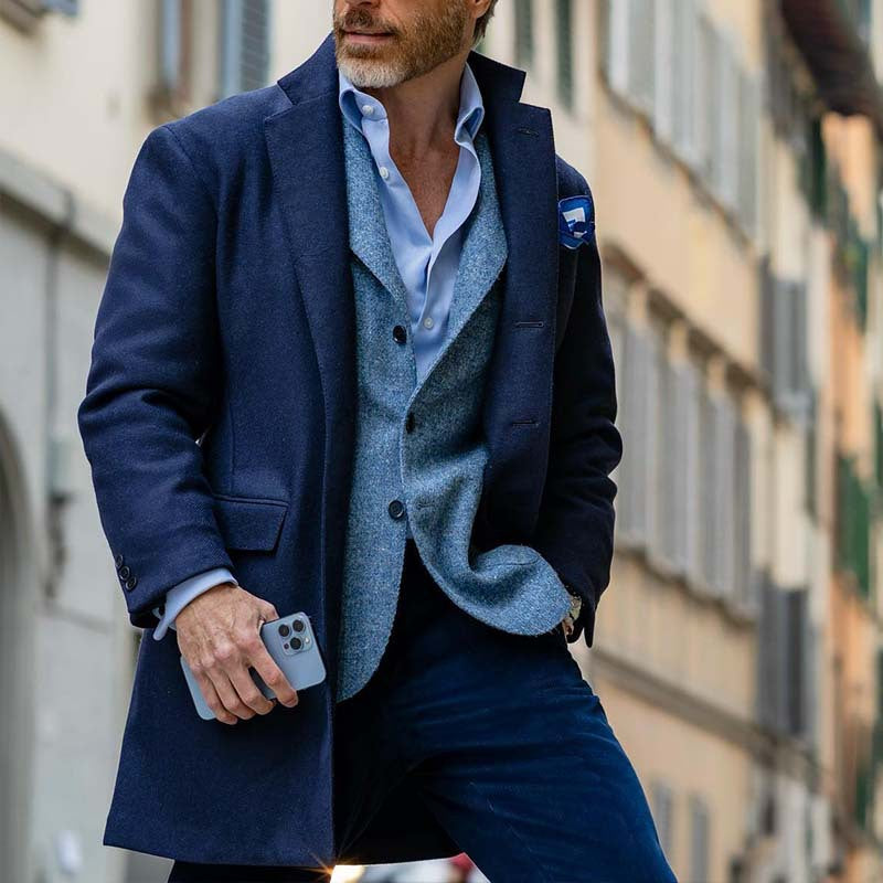 Herren eleganter Wool-Mantel mit strukturierter Oberfläche Echoarchiv