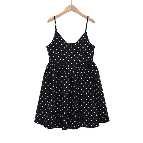 Damen Sommerliches Spaghettiträgerkleid mit verspieltem Punkte-Design und fließendem Schnitt Echo Archiv