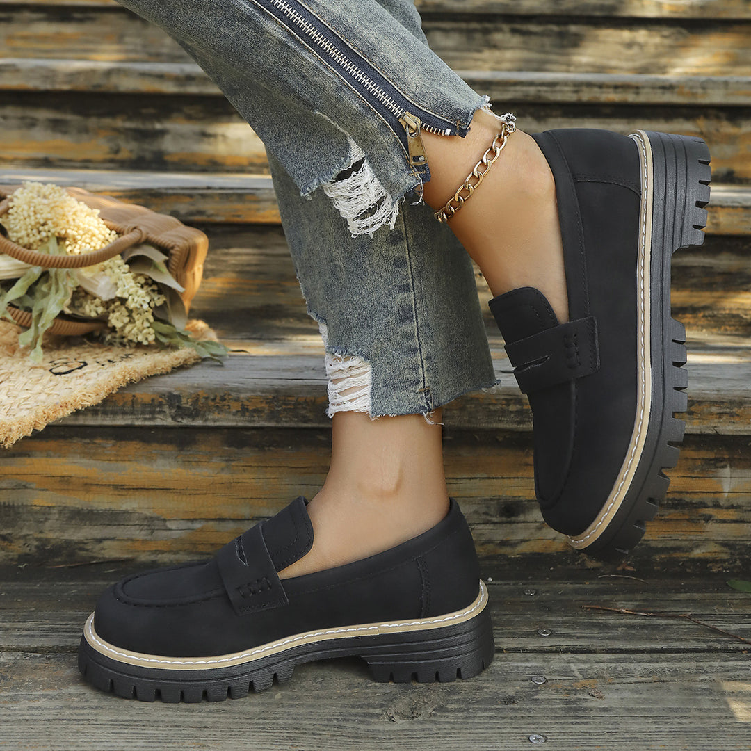 Damen Chunky-Lug-Loafer mit Penny-Riemen und profilierter Gummisohle Echo Archiv