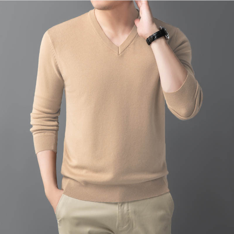 Herren Feiner V‑Ausschnitt Feinstrickpullover in schlanker Passform Echoarchiv