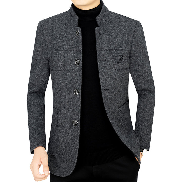 Herren Kurzmantel-Blazer mit Stehkragen und dekorativen Ziernähten – Tianoro
