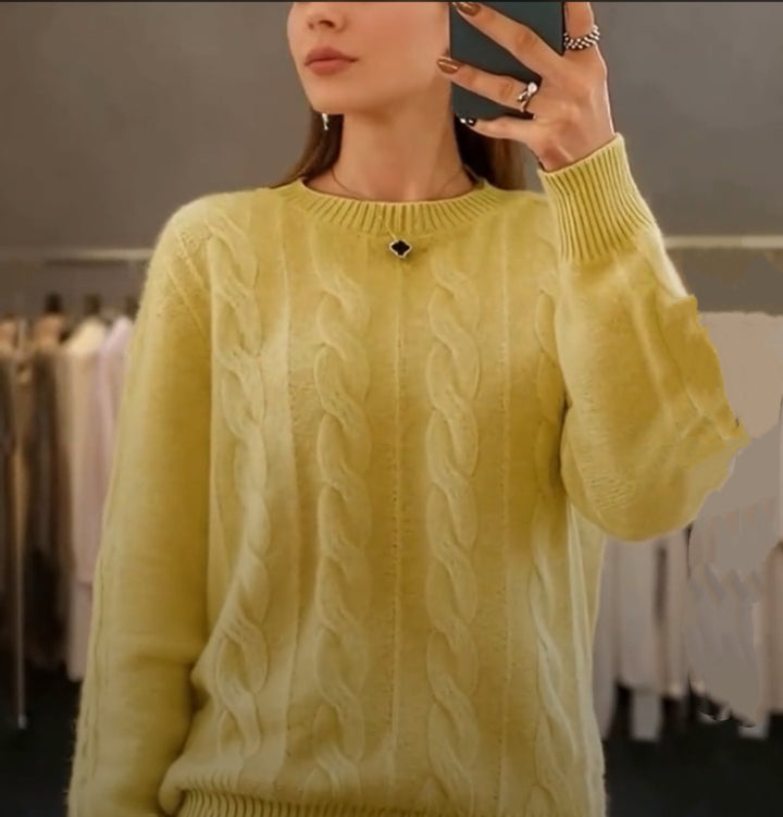 Damen Kuscheliger Zopfmuster-Feinstrickpullover mit legerer Passform – Mavelle