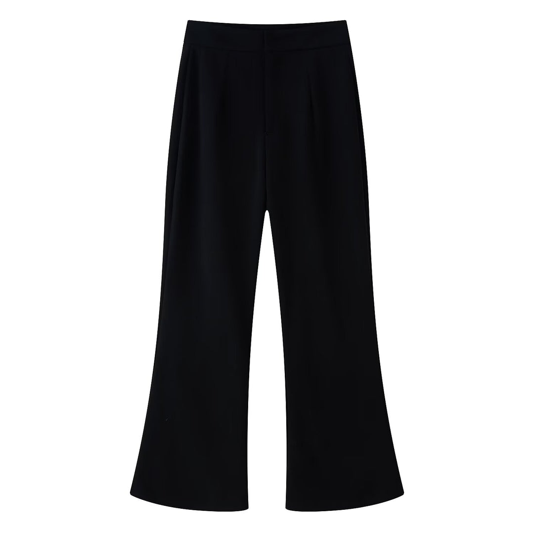 Damen hochtaillierte Palazzo‑Hose mit weitem Bein, Bundfalten und verdecktem Verschluss Echoarchiv