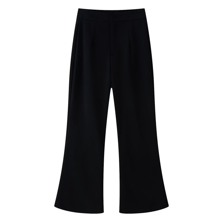 Damen hochtaillierte Palazzo‑Hose mit weitem Bein, Bundfalten und verdecktem Verschluss Echoarchiv