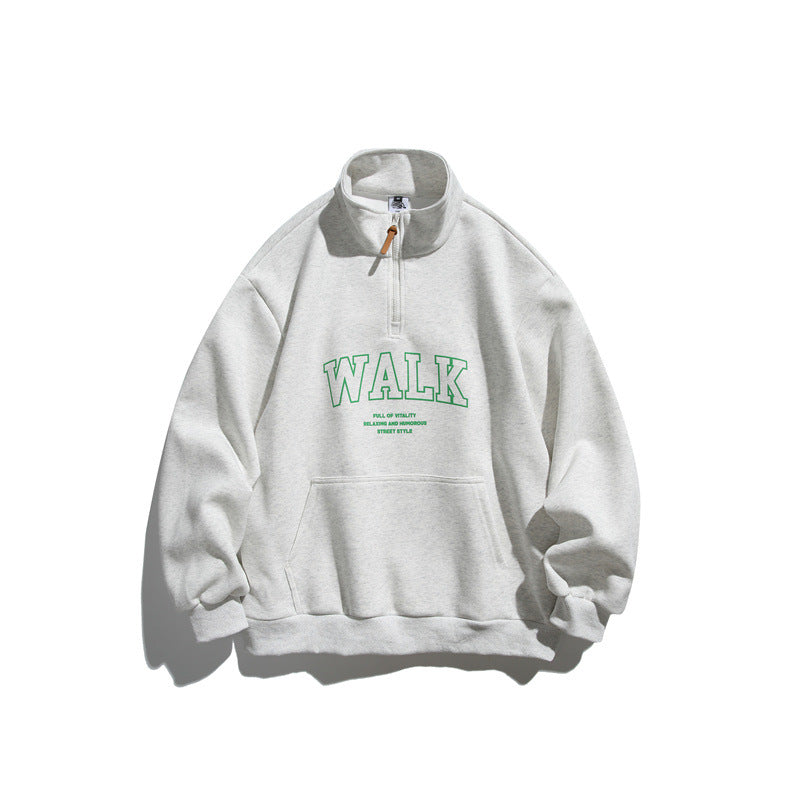 Unisex Oversize-Fleece-Halbzip-Sweatshirt mit Stehkragen und Kängurutasche Echoarchiv