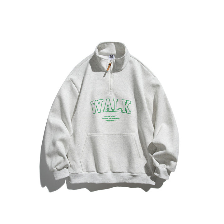 Unisex Oversize-Fleece-Halbzip-Sweatshirt mit Stehkragen und Kängurutasche Echoarchiv