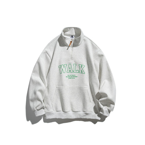 Unisex Oversize-Fleece-Halbzip-Sweatshirt mit Stehkragen und Kängurutasche Echoarchiv