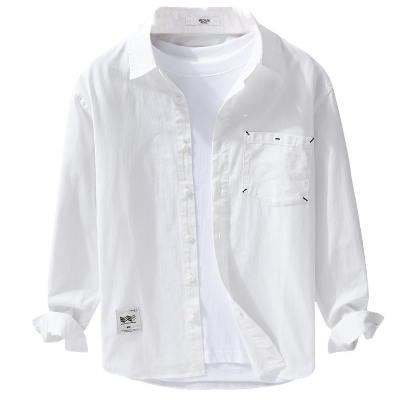 Herren Offenes Baumwoll-Overshirt im Layering-Look mit aufgesetzter Brusttasche Echoarchiv