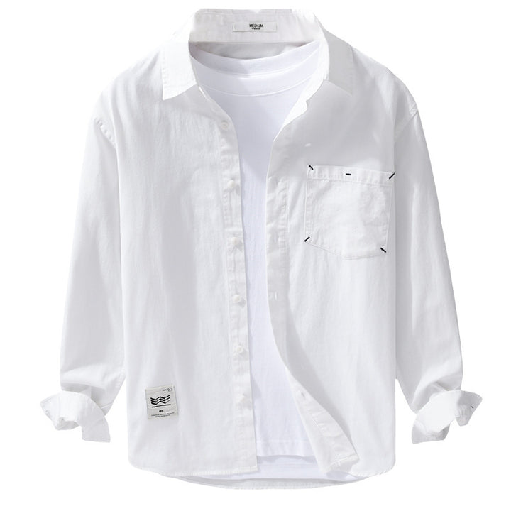 Herren Offenes Baumwoll-Overshirt im Layering-Look mit aufgesetzter Brusttasche Echoarchiv