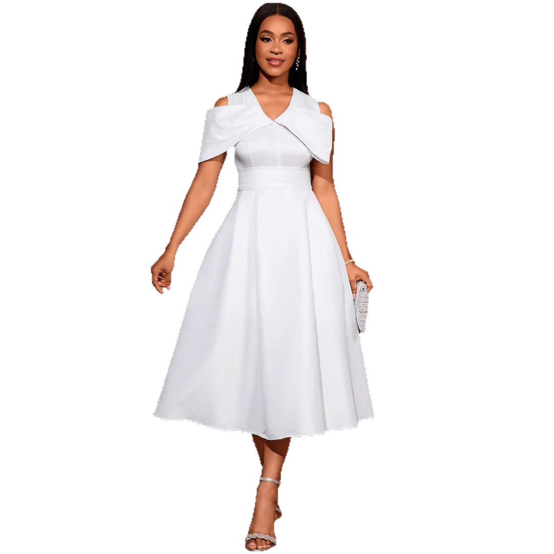 Damen Elegantes Midi-Kleid mit schickem Drapierungsakzent und voluminösem Oberteil Echo Archiv