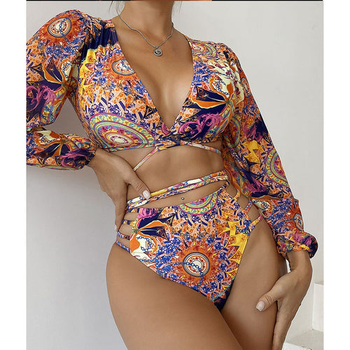 Damen Bikiniset mit langärmligem Oberteil und stylischem Cut-Out Echo Archiv