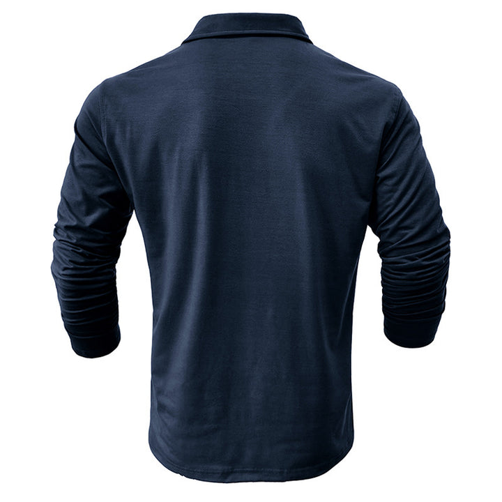 Herren Langarm Poloshirt mit modernem Stehkragen Echoarchiv