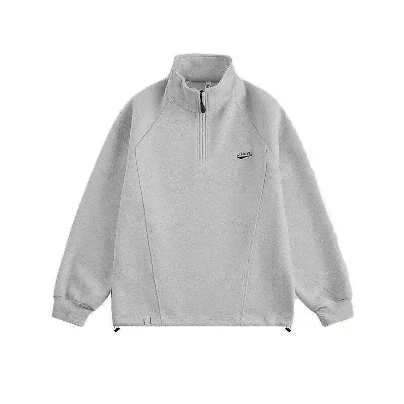 Herren leichter Stehkragen Fleece-Pullover mit halbem Reißverschluss Echoarchiv