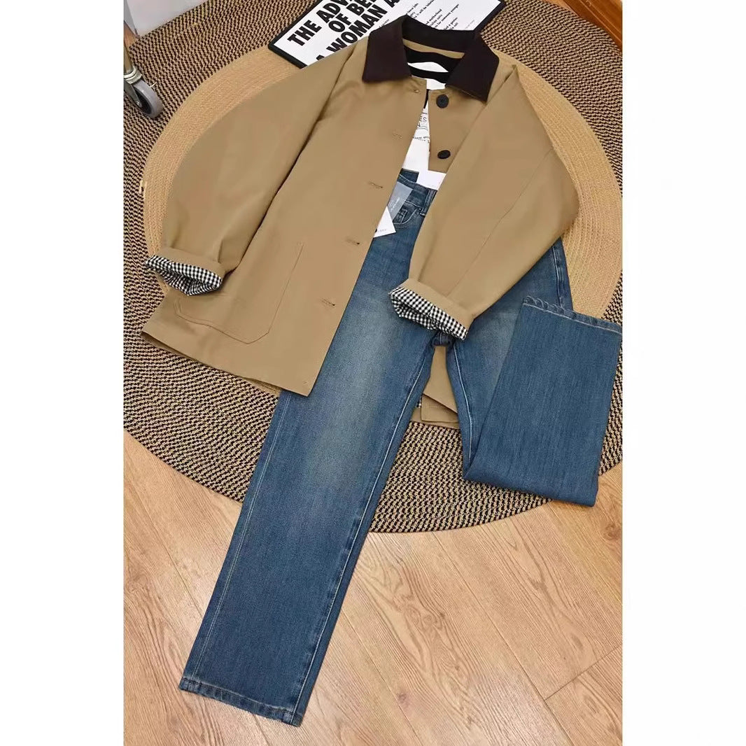Damen Oversize-Chorejacke mit Cordkragen und großen aufgesetzten Taschen Echo Archiv