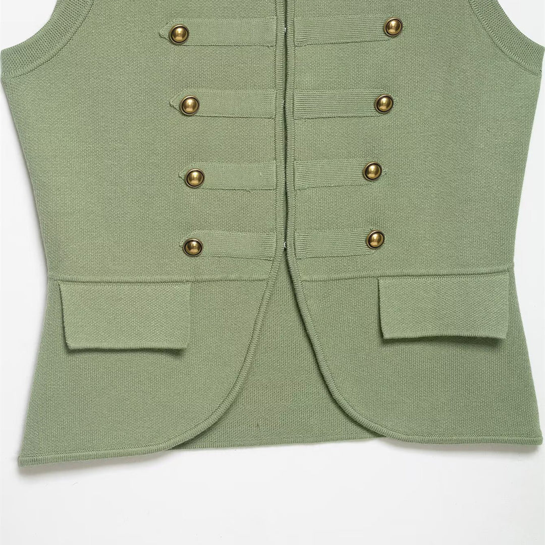Damen raffinierte Utility-Weste im Militärstil mit Knopfdetails Echo Archiv