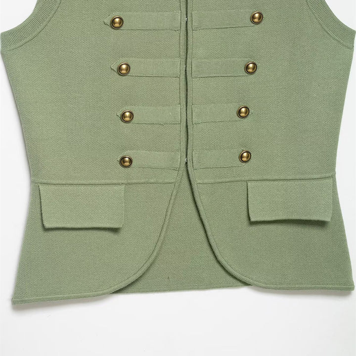 Damen raffinierte Utility-Weste im Militärstil mit Knopfdetails Echo Archiv