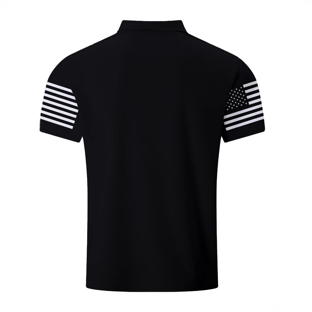 Herren Poloshirt mit patriotischem Grafikdesign und stylishem V-Ausschnitt Echoarchiv