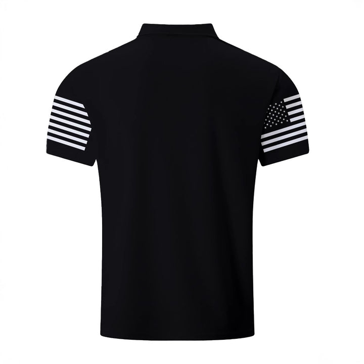 Herren Poloshirt mit patriotischem Grafikdesign und stylishem V-Ausschnitt Echoarchiv