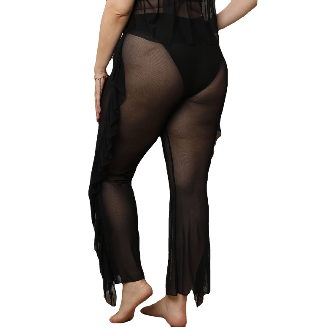 Damen elegante und luftige Strandhose mit Rüschendetails Echo Archiv