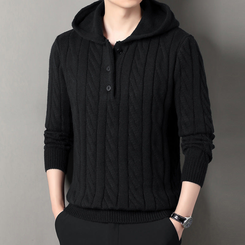 Herren Kapuzenpullover mit strukturierter Strickoptik Echoarchiv