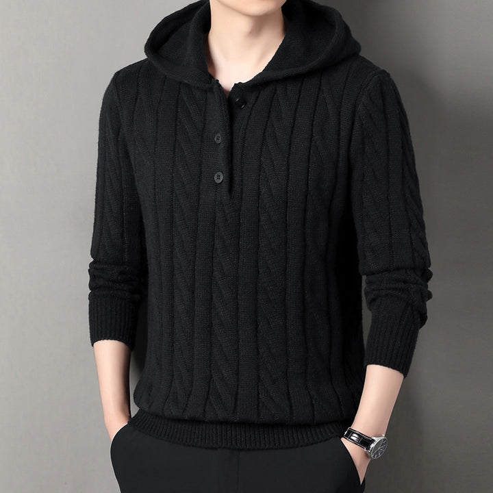 Herren Kapuzenpullover mit strukturierter Strickoptik Echoarchiv