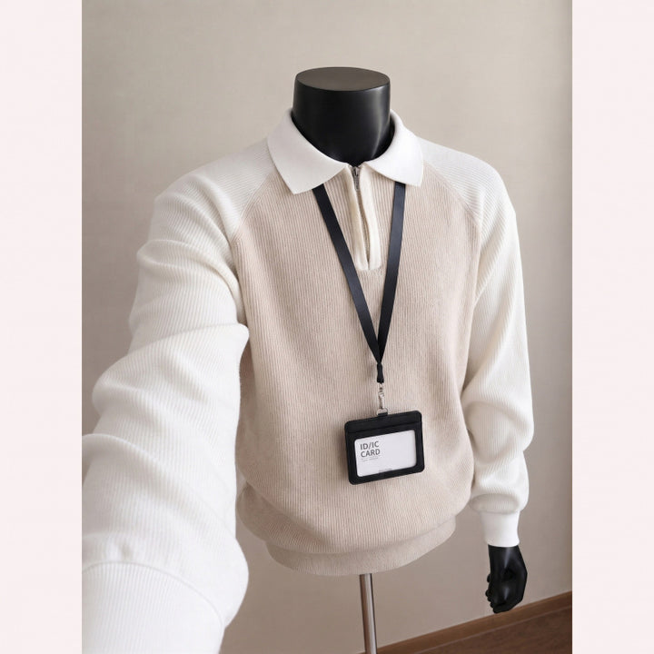 Stilvoller Herrenpullover mit Stehkragen und Reißverschluss Echo Archive