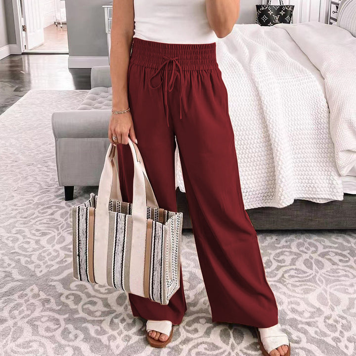 Damen Palazzo‑Hose aus fließendem Viskosemix mit hohem Smockbund und Tunnelzug – Avélisse