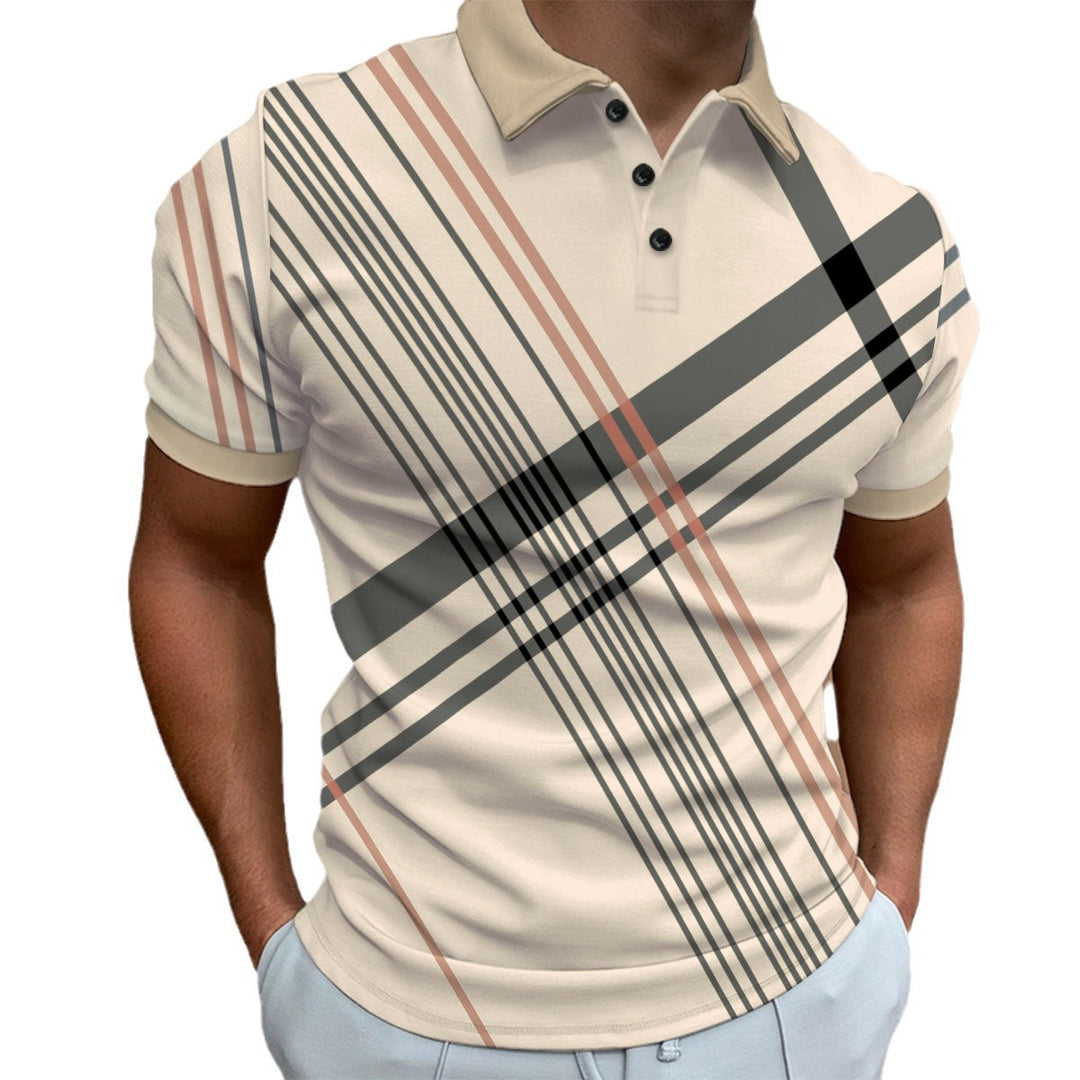 Herren modisches Kurzarm-Polohemd mit stylisierender Linienführung Echoarchiv