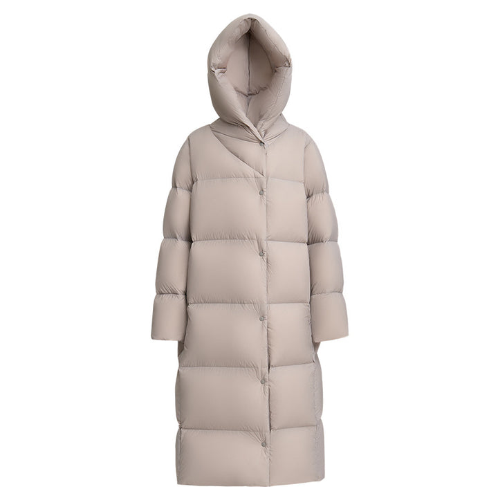 Damen Lange gesteppte Daunenparka mit Kapuze und Thermoisolierung Echoarchiv