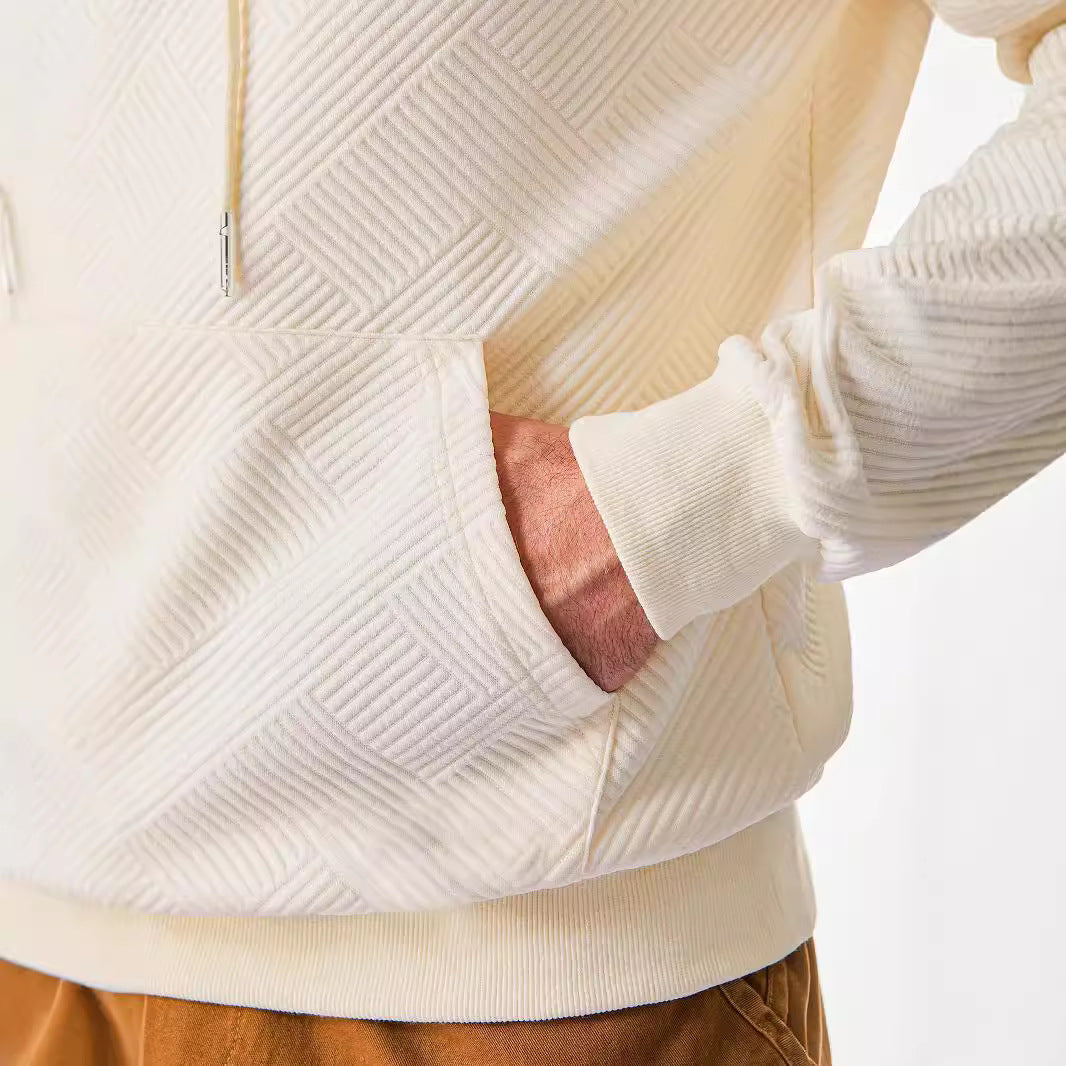 Herren Kapuzenpullover mit strukturiertem Design und praktischer Kängurutasche Echoarchiv