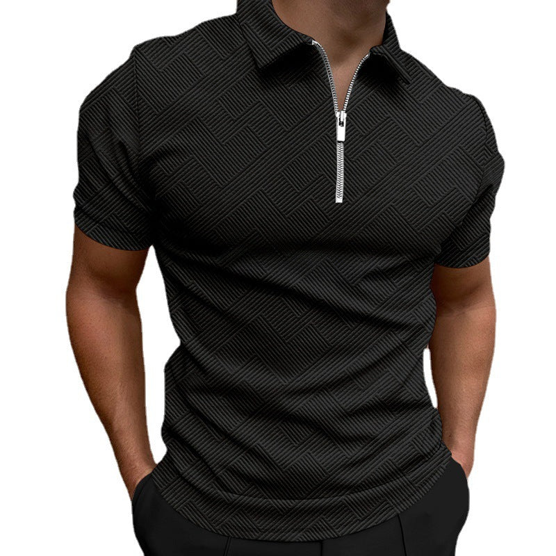 Herren strukturiertes Kurzarm-Zip-Polo Echoarchiv