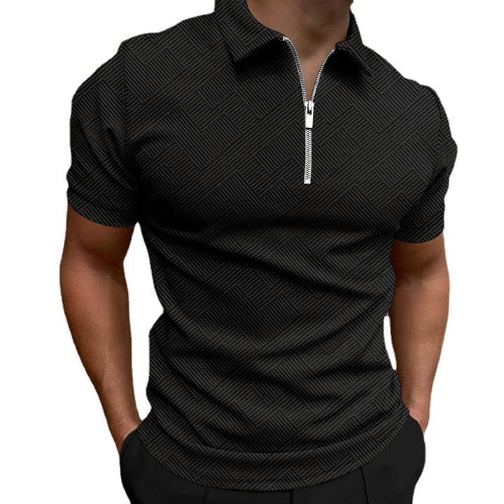 Herren strukturiertes Kurzarm-Zip-Polo Echoarchiv