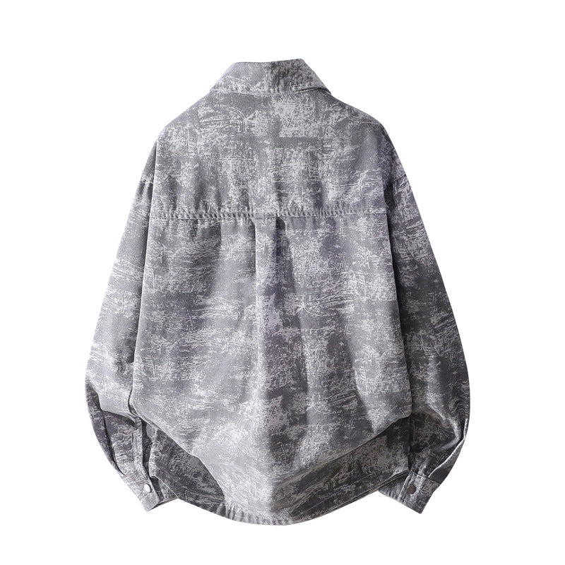 Herren Oversize-Jeanshemdjacke mit washed Effekt, Brusttasche & Druckknopfleiste Echoarchiv