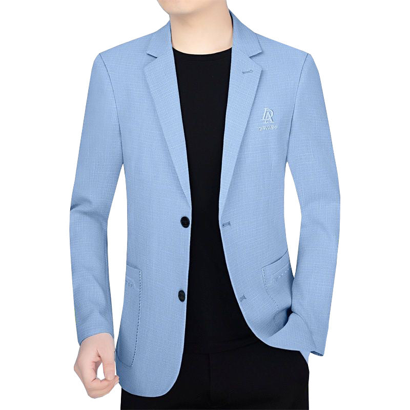 Herren Schmal geschnittenes Einreihiges City-Blazer mit strukturierter Wollmischung – Tianoro