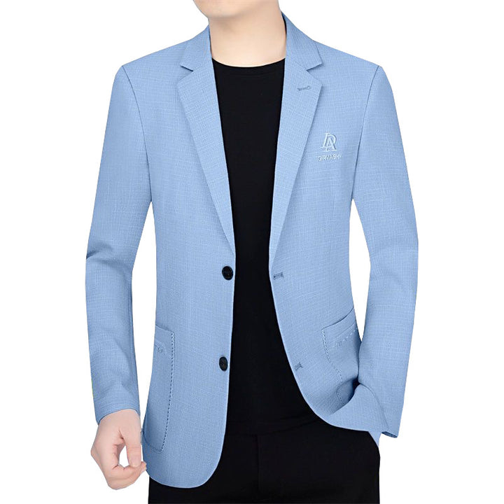 Herren Schmal geschnittenes Einreihiges City-Blazer mit strukturierter Wollmischung – Tianoro