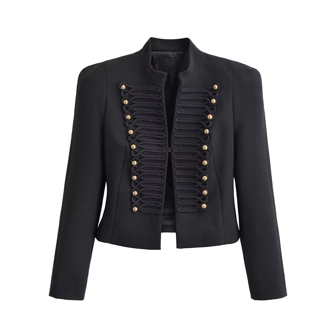 Damen Kurzjacke im militärischen Stil mit Stehkragen & dekorativer Kordelverzierung Echo Archiv