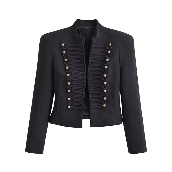 Damen Kurzjacke im militärischen Stil mit Stehkragen & dekorativer Kordelverzierung Echo Archiv