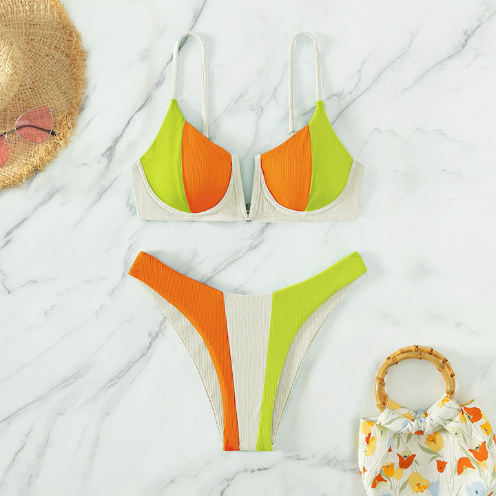 Damen Designer Triangel-Bikini mit innovativem Farbblockdesign Echo Archiv