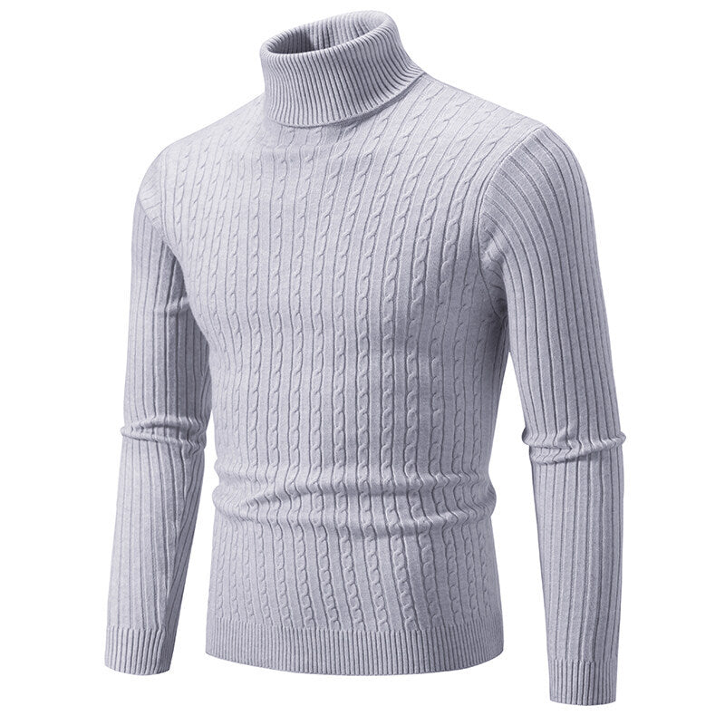 Herren nan Rollkragenpullover mit Zopfstrick und schlanker Passform Echo Archiv