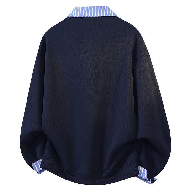 Damen Oversize-Sweatshirt mit Hemdkragen & Halbzip im Lagenlook Echoarchiv
