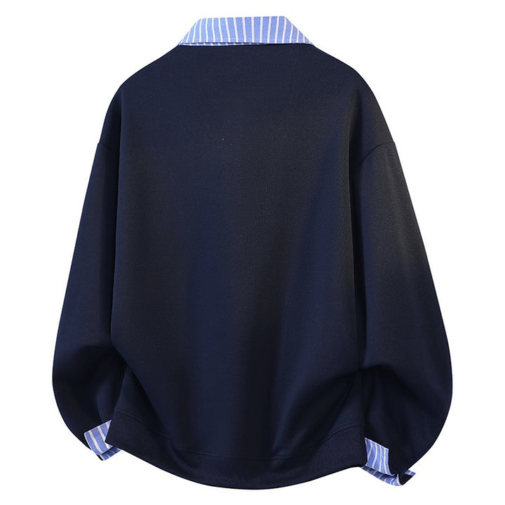 Damen Oversize-Sweatshirt mit Hemdkragen & Halbzip im Lagenlook Echoarchiv