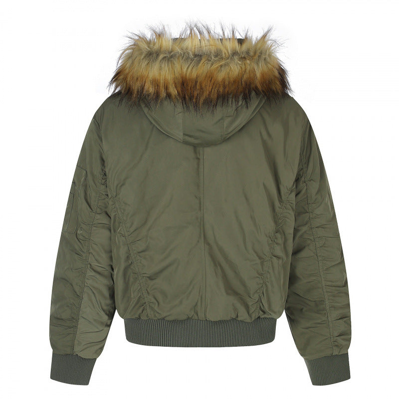 Damen Gefütterte Bomberjacke mit Kapuze und Kunstfellkragen Wattierte Winterjacke Echo Archiv