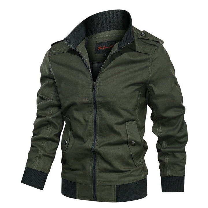 Herren nan leichte Canvas-Urbanjacke im Bomberstil mit hochschließendem Rippenkragen und verdecktem Zwei-Wege-Reißverschluss Echo Archiv