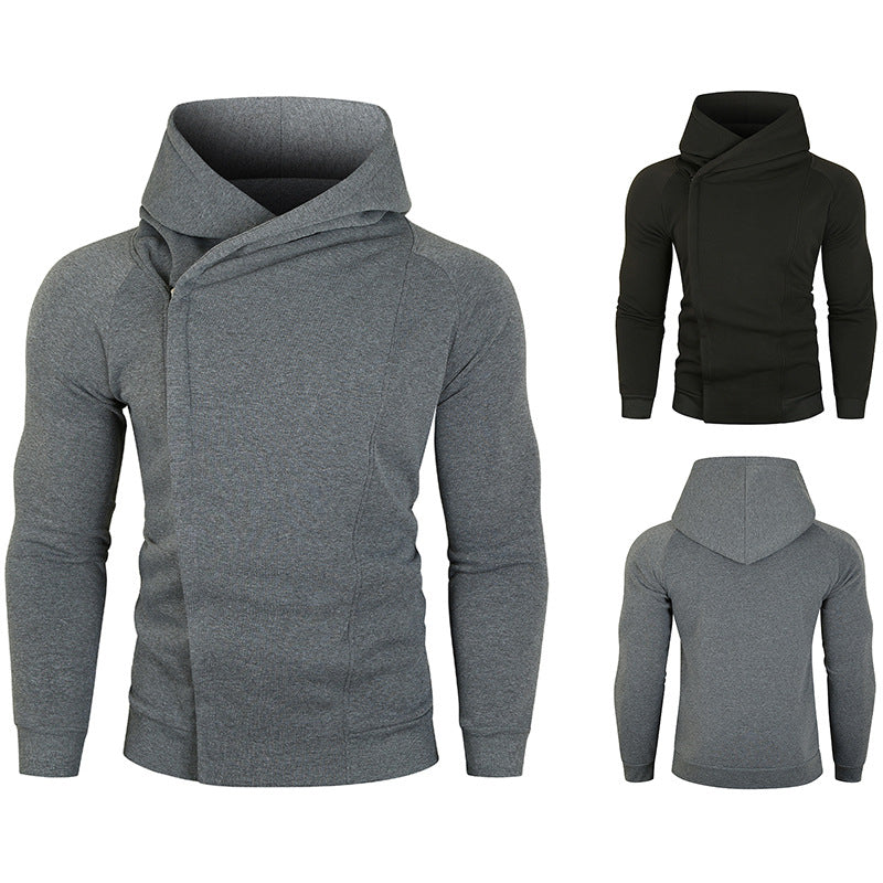 Herren Kapuzenpullover mit asymmetrischem Reißverschluss und hohem Kragen Echoarchiv