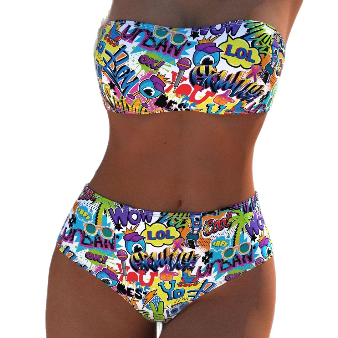 Damen Bikini-Set mit modernem Wickeldesign und lebhaftem Muster Echo Archiv